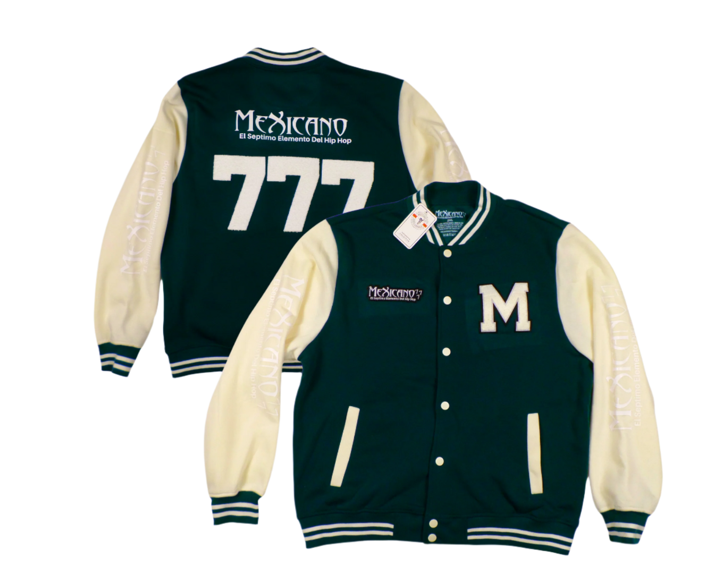 Mexicano 777 Varsity Jacket (Forest Green with white sleeves)