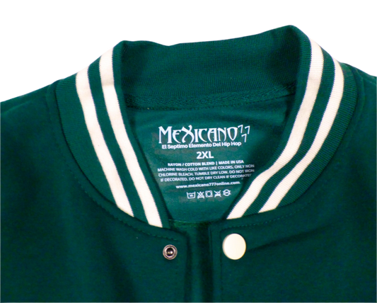Mexicano 777 Varsity Jacket (Forest Green with white sleeves)
