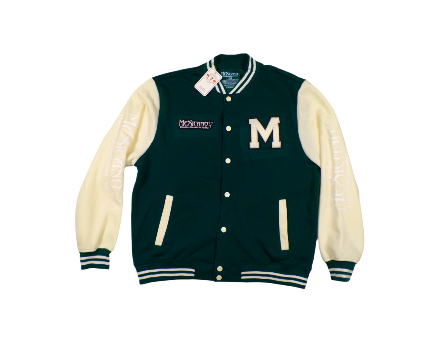 Mexicano 777 Varsity Jacket (Forest Green with white sleeves)